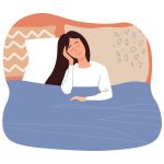 Girl suffers from insomnia and has difficulty falling asleep