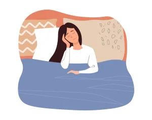 Girl suffers from insomnia and has difficulty falling asleep