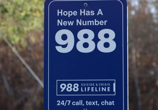 Sign promoting the 988 Suicide Lifeline