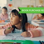 Girl, child and drawing in classroom with coloring, paper and art with butterfly, scholarship and distraction at academy. Kid, learning and development with insect, reflection and adhd at school